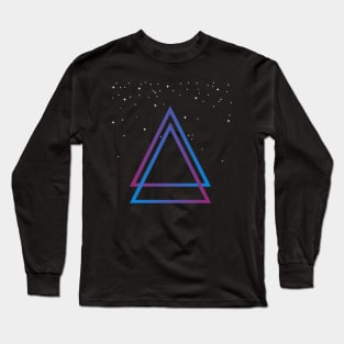 RETRO TRIANGLES WITH STARS IN THE UNIVERSE Long Sleeve T-Shirt